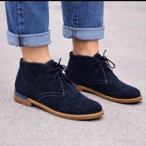 Hush Puppies Navy Blue Suede Chukka Bailey Ankle Booties